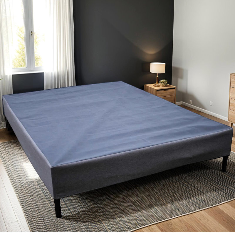  Foundation In Black And  Tones, Heavy Duty Frame Box Spring A Single Piece, Can Function With Or Without Legs, Effortless Setup, Suitable For Standard Mattress s, 1000 Lb Capacity, 42.06