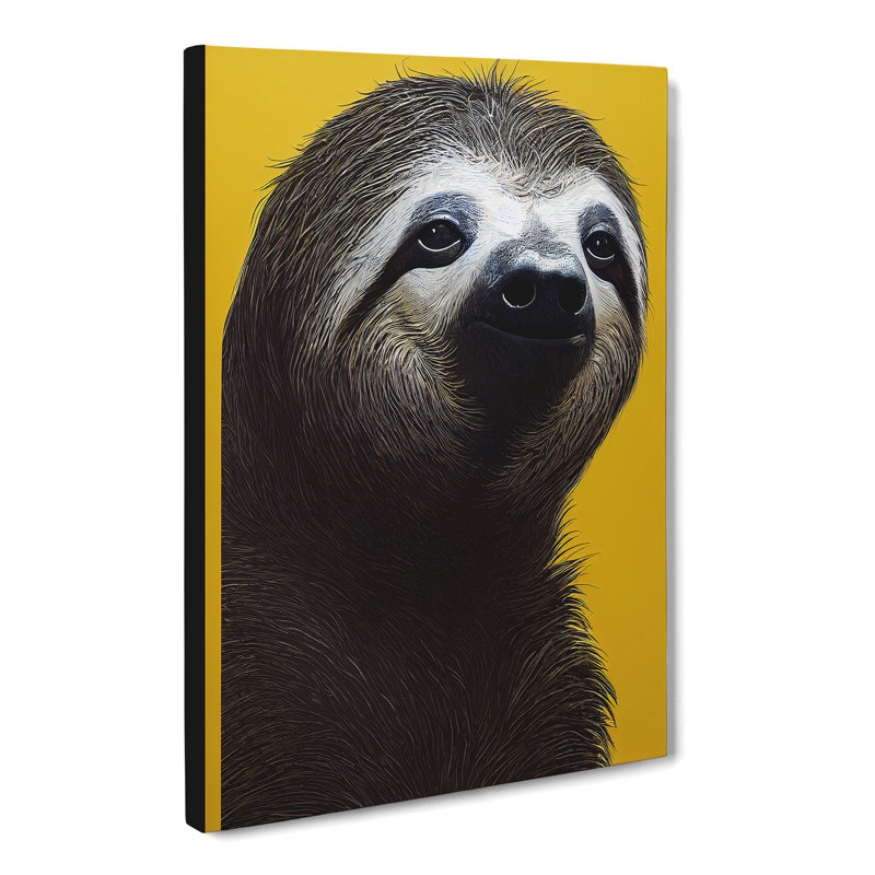 Sloth Portrait - Wall Art, 50cm H x 35cm W x 3cm D, Unframed