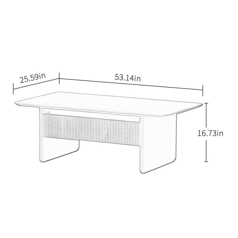 Japanese style solid wood coffee table, 16.73" H x 53.14" L x 25.59" W