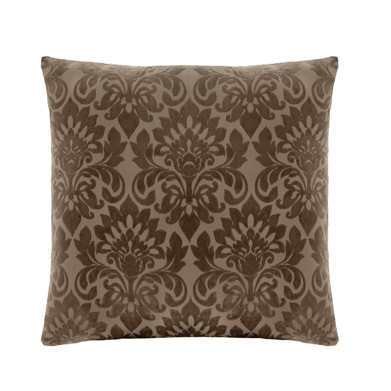 Sutton Damask Reversible Throw Pillow, Brown