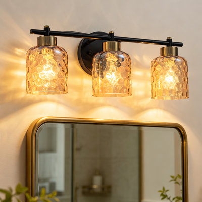 3-Light Hammered Glass Vanity Light