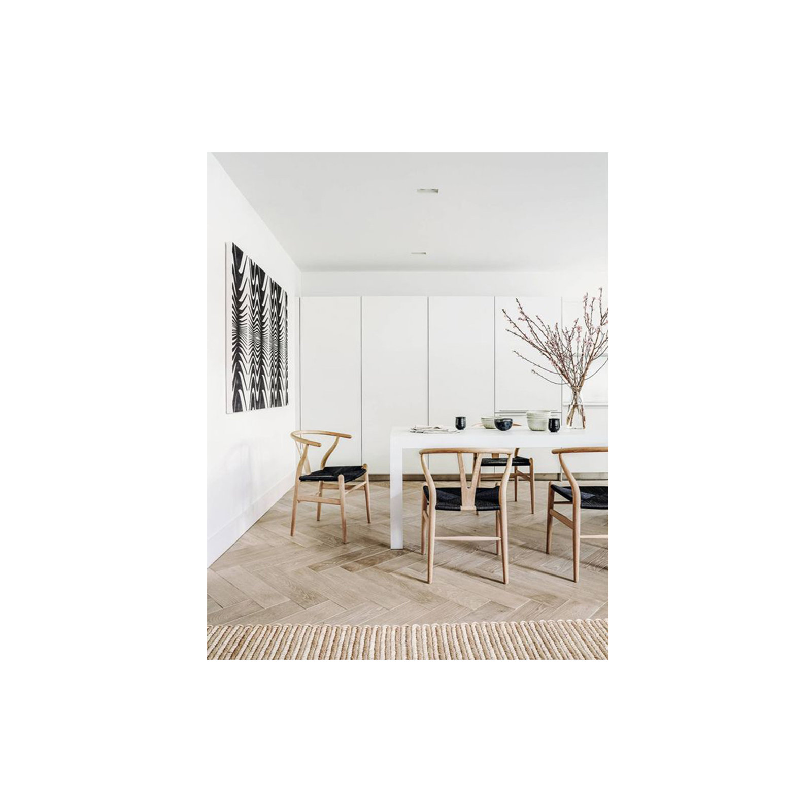 Baruti Wooden Wicker Dining Chair, Beige/Black