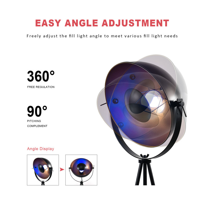 Lampe trépied moderne à DEL 61 po avec tablettes, télécommande RVB