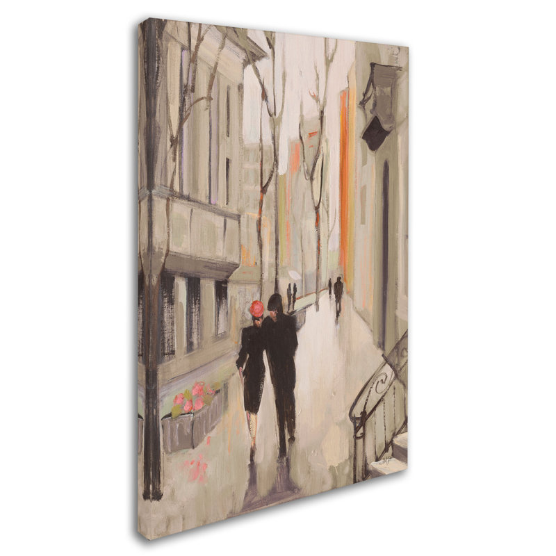 « village promenade neutral », reproduction d’art sur toile tendue, H 47 po x l 30 po x P 2 po