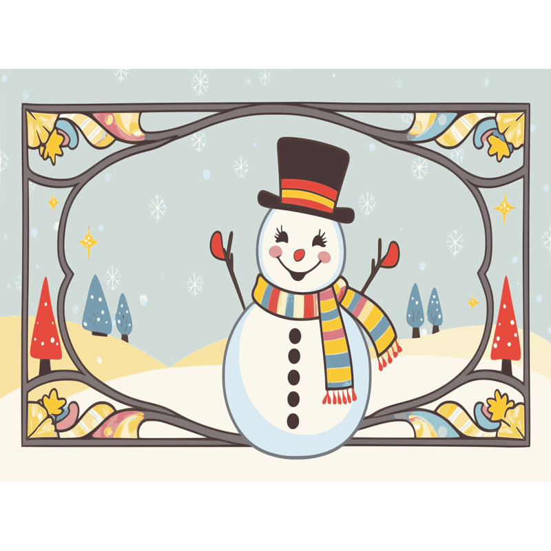 Tapis de vacances d'hiver de Noël lavable The Holiday Aisle®, Rectangulaire 2 pi x 3 pi