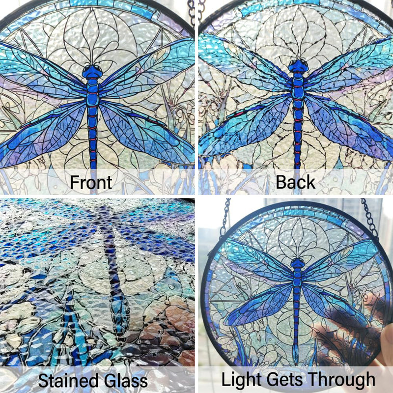 Libellule décorative pour fenêtre en verre coloré Suncatcher