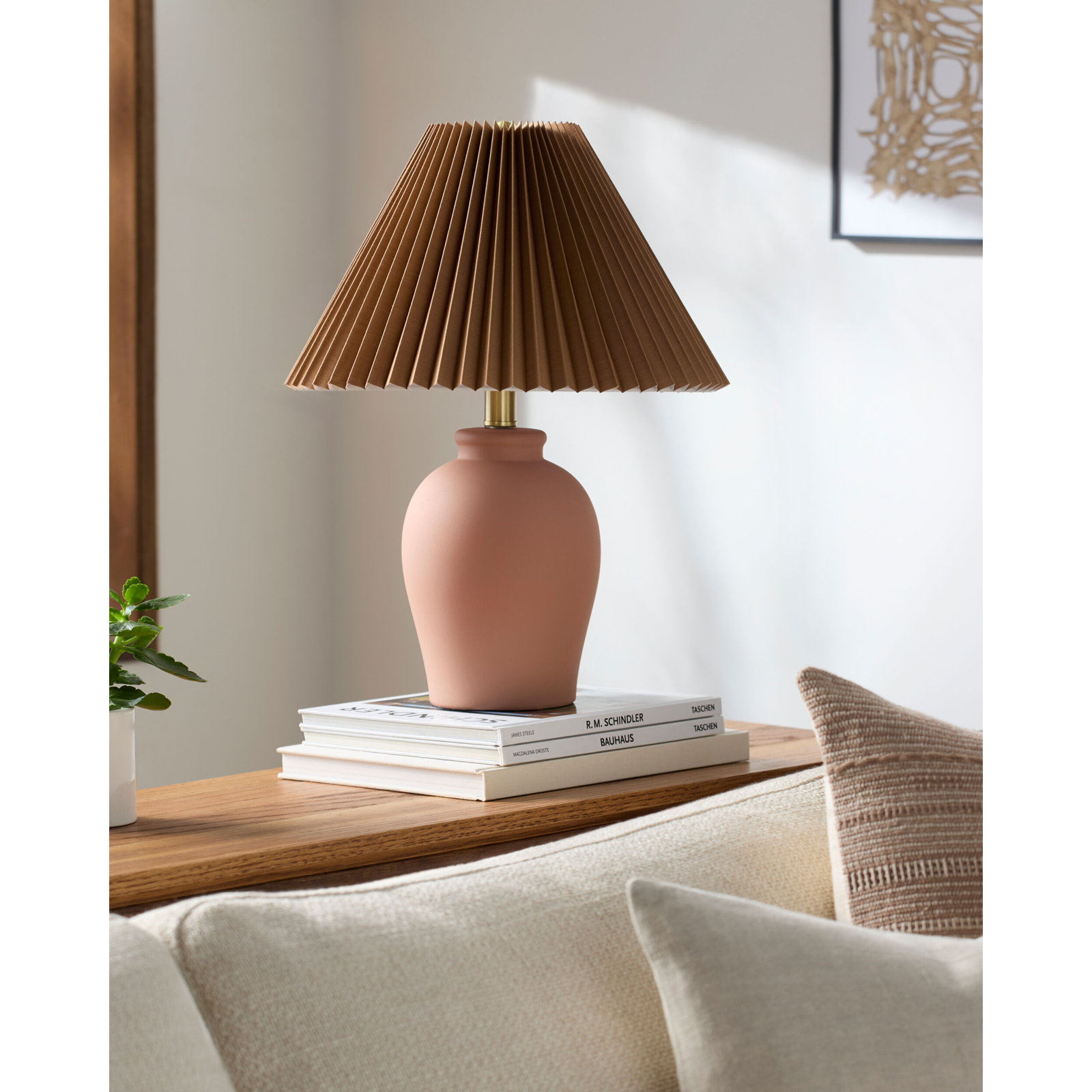 Chemise Ceramic Table Lamp, Terracotta, Brown, Parchment