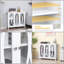White Sideboard Buffet Cabinet with 3 Tempered Glass Doors & Arc Pattern - Adjustable Shelf, Credenza for Living, Dining, or Kitchen