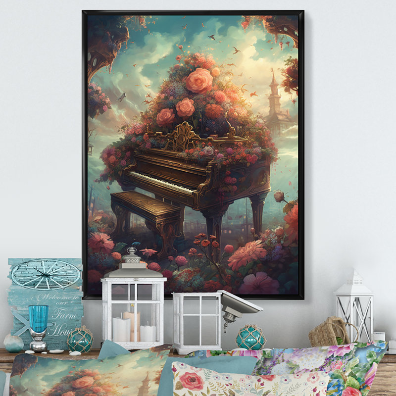 Floral Floral In Heaven I sur impression sur toile, H 32 po x l 16 po x P 1 po, Cadre flottant noir