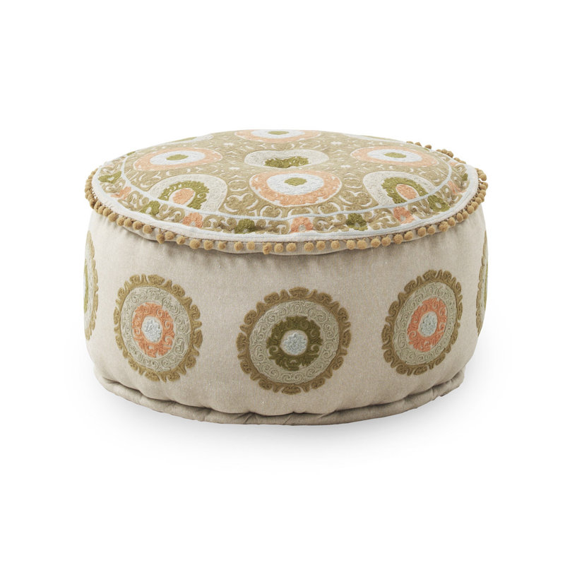 Caisley 55cm Wide Round Geometric Pouffe Ottoman