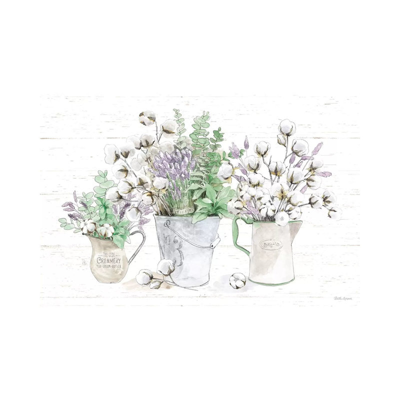 Farmhouse Cotton I Sage by Beth Grove - Painting on Canvas, Wrapped Canvas, 30.48 cm H x 45.72 cm W