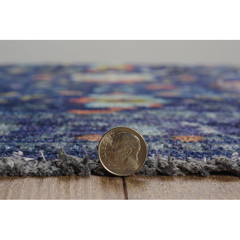 Laurel Edina Machine Woven Polyester No Pattern Area Rug in Navy, Rectangle 2'2" x 3'