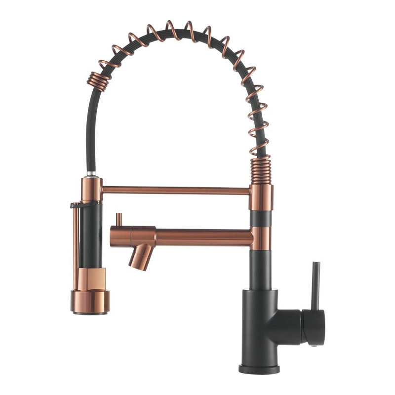 Belfry Kitchen Marhta Kitchen Faucet, Matte Black/Rose