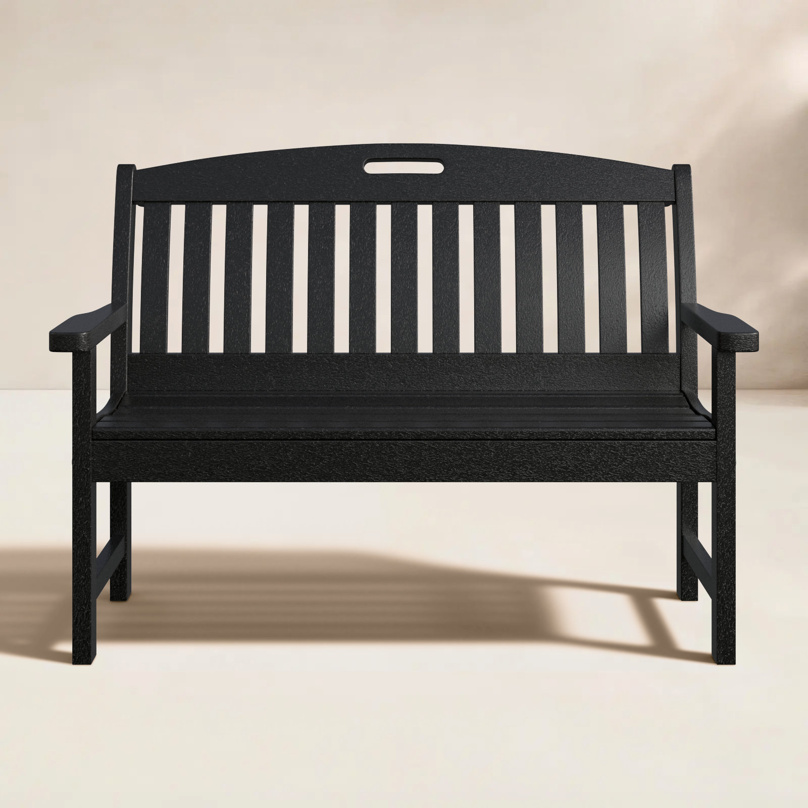 POLYWOOD® Nautical 64" Garden Bench, Black, 37.5" H x 51.75" W x 25" D