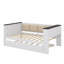 Lit de jour simple avec tablettes de rangement, dossier rembourré, port USB et lit gigogne-319263544
