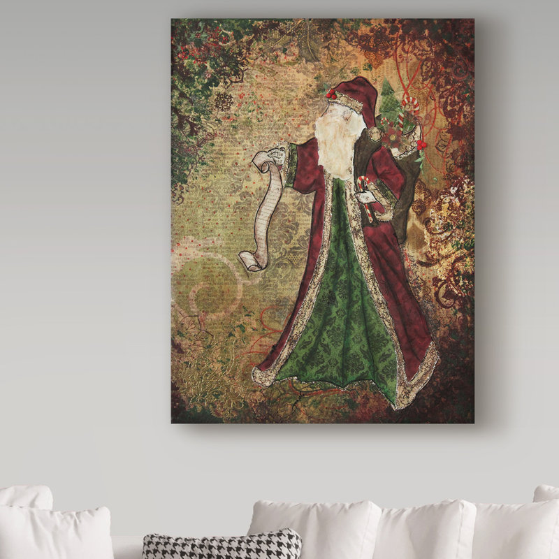 « père noël », reproduction de peinture à l’acrylique sur toile tendue, H 24 po x l 18 po x P 2 po