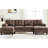 U-Shaped Sectional In Brown Chenille, Dual Chaise Lounges, Storage Pockets And Comfortable Armrest Pillows For Relaxing Evenings 103.5" Chenille Fabric With Soft Pillows, Ideal Socializing-737432266