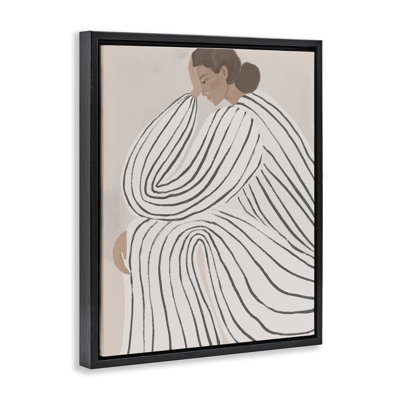 Neutral Lady in Stripes Floating Frame, design by Anna Lischenko
