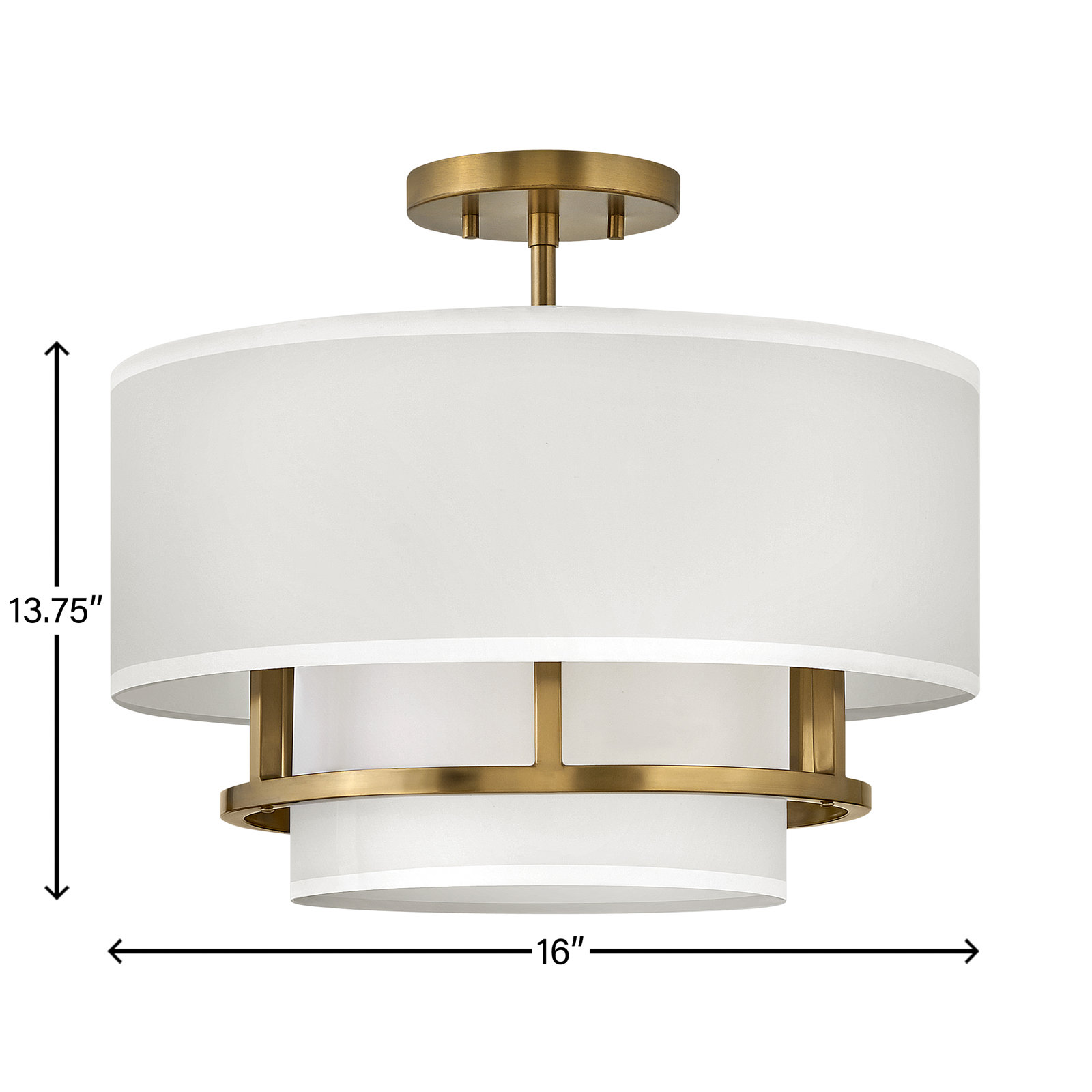 Graham 3-Light Semi Flush Mount, Lacquered Brass
