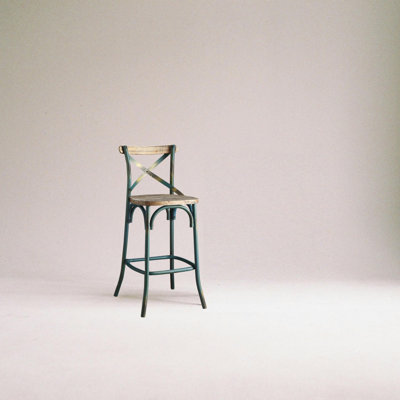 Vintage Style Metal Frame Bar Chair With Wooden Seat, Perfect For Rustic And Industrial Decor, Weight Capacity 220LBS