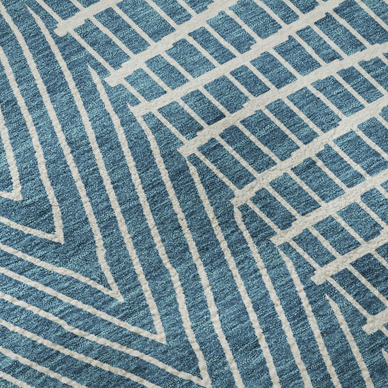 Premium Machine Washable Lyndhurst AMF990 Geometric Rug, Tapis de couloir 2 pi 3 po x 7 pi 6 po