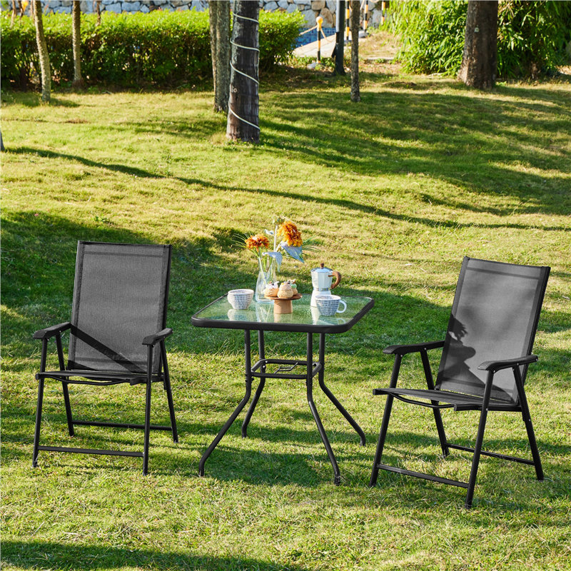 Folding Patio Dining Armchair, 2, Black