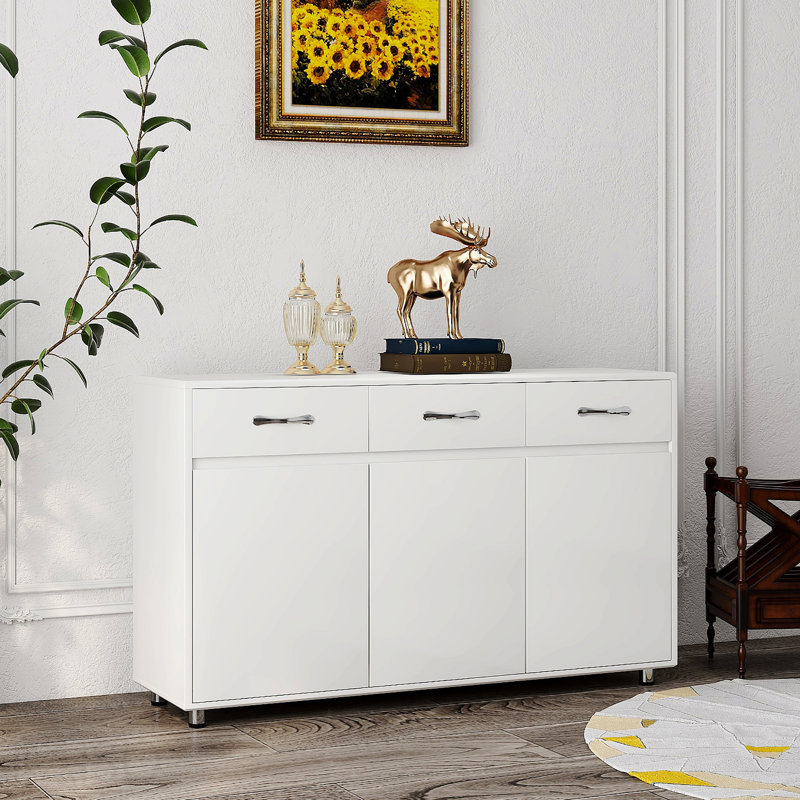 Table d'appoint Three Doors pour salle à manger - Blanc