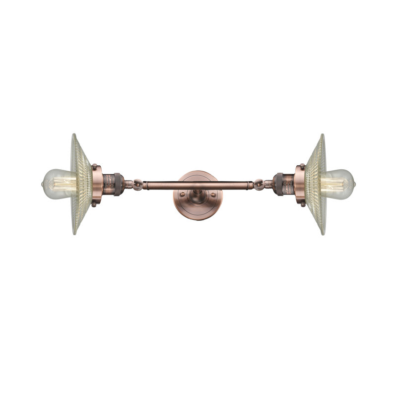 Lavelle 2 - Light Dimmable Vanity Light, Clear Halophane, Antique Copper, Bulb Not Included