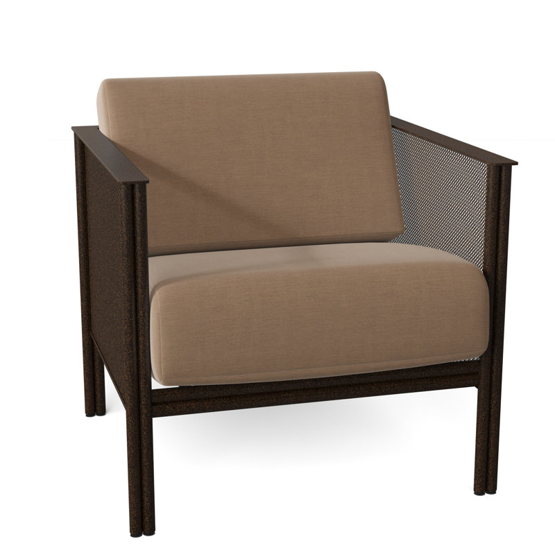 Fauteuil de patio Jax, Toile Sunbrella® beige chiné, Brun châtaigne