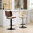 Walnut Bentwood Bar Stools With Faux Leather, Mid Century Modern Adjustable Counter Height, 360° Swivel, Ideal For Kitchen And Dining Areas-1184985076