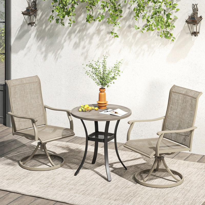 Ensemble repas pour patio, Bois brossé gris / coquille de sable