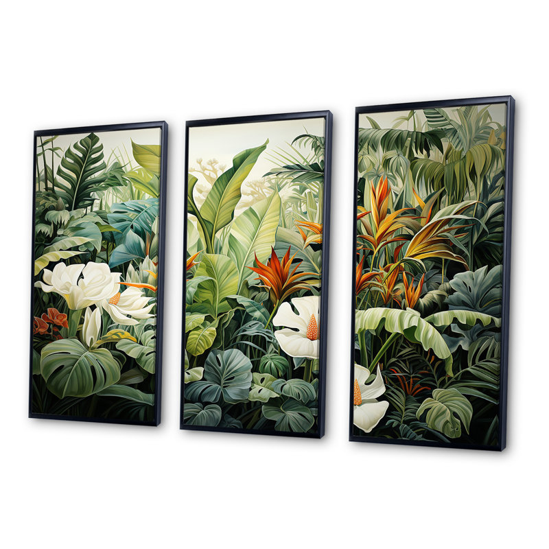 Hammondsport - ensemble d'art mural plantes, Cadre flottant noir, H 40 po x l 60 po x P 1 po