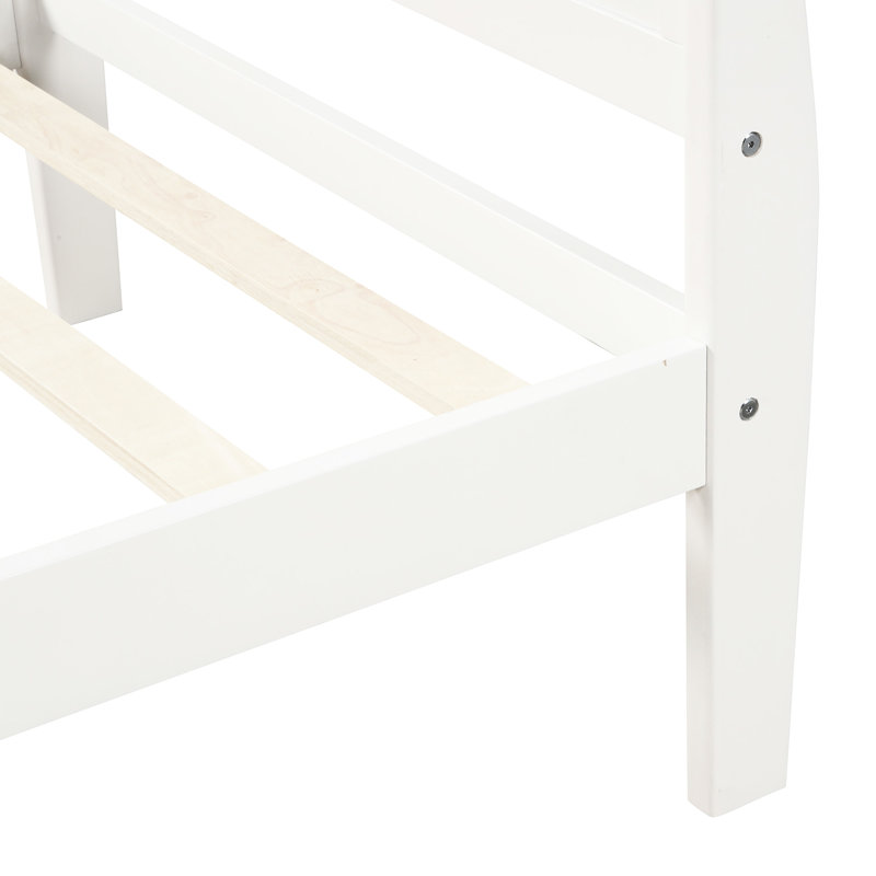 Structure de lit simple blanc - fabriquée en bois massif et tête de lit / plateforme avec support