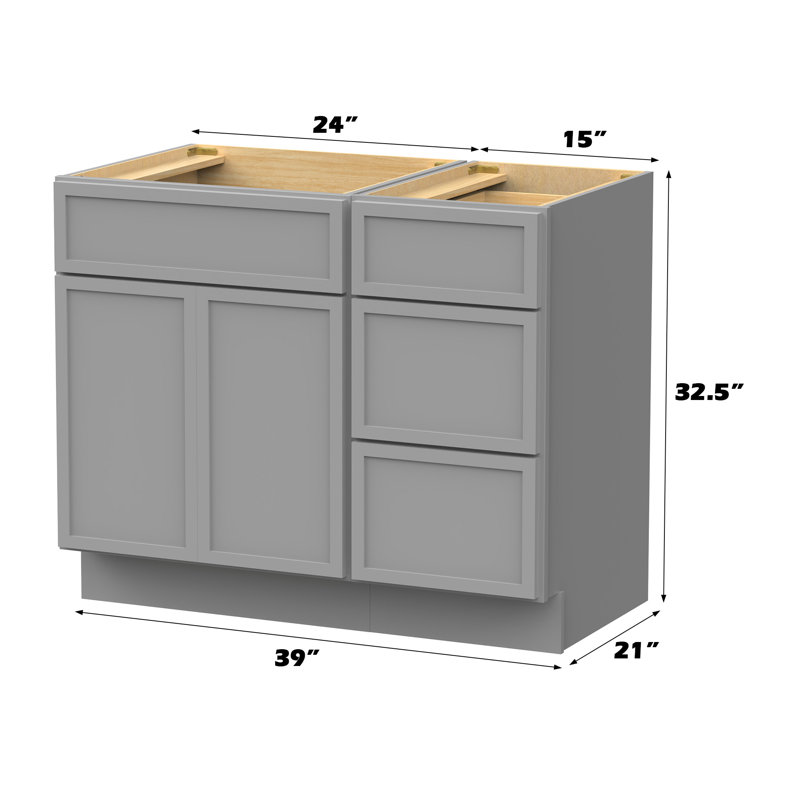 39'' Single Bathroom Vanity Base Only, Gray