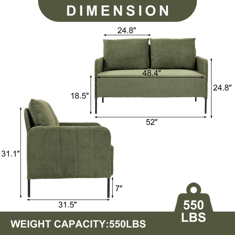 Canapé en chenille 52 po, Vert