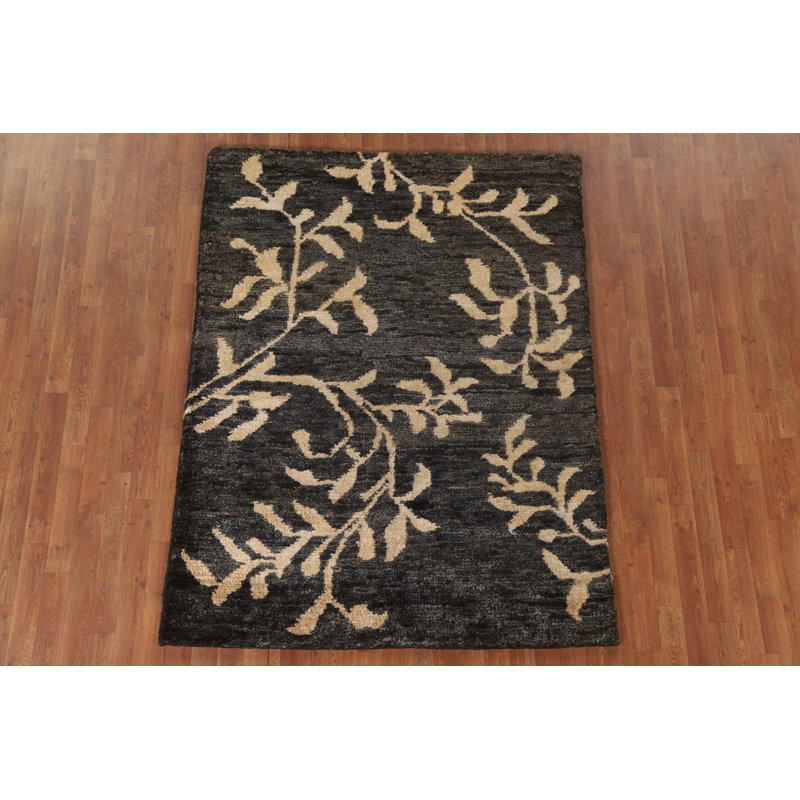 Abstract Black Area Rug 5x6