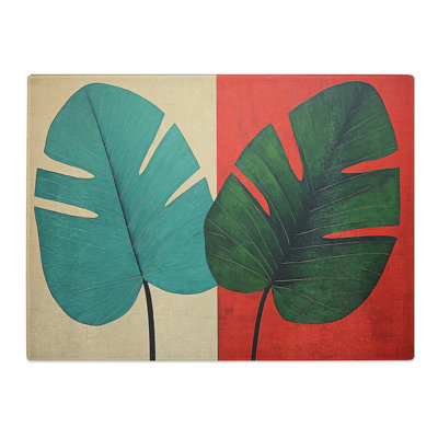 Tropical Leaf Minimalism No.2  Glass Chopping Board