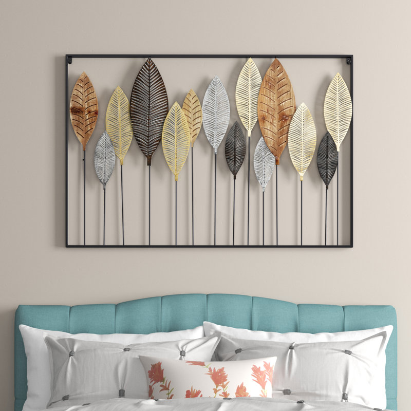 Andover Mills™ Metal Tall Cut-Out Leaf Home Wall Decor with Intricate ...