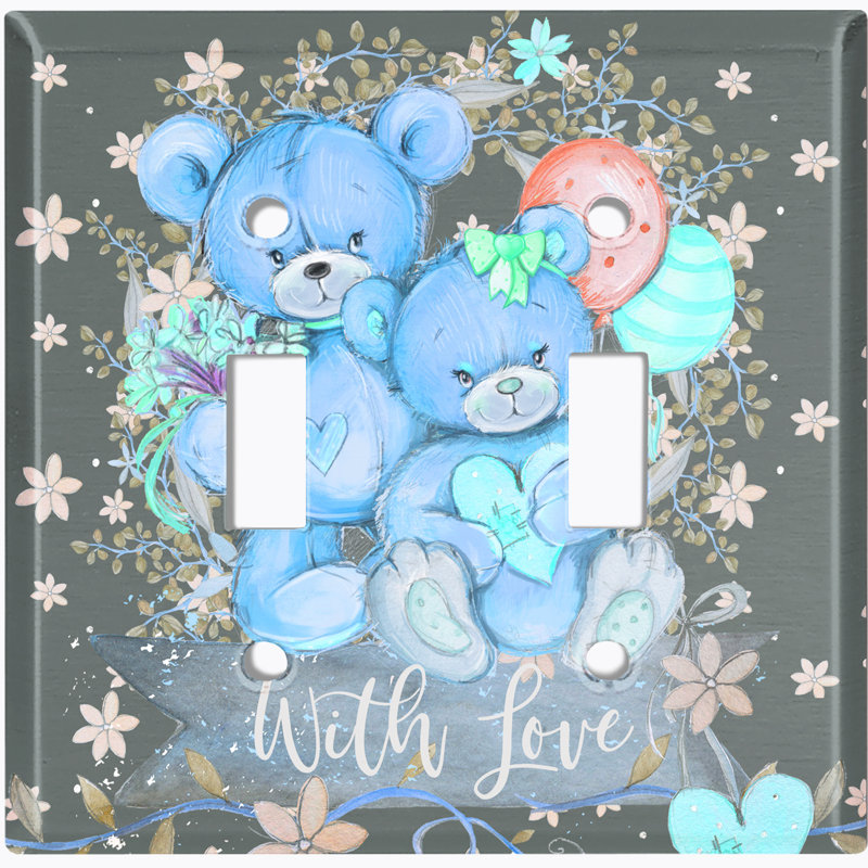 Plaque murale interrupteur à bascule 2-bandes Teddy Bears
