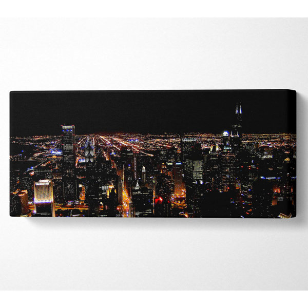 Ebern Designs Ariel View Of The Night City - Wrapped Canvas Art Prints ...