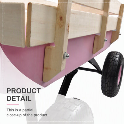 Chariot extérieur tout-terrain avec rampe en bois et pneus à air pour travaux de jardinage intensifs