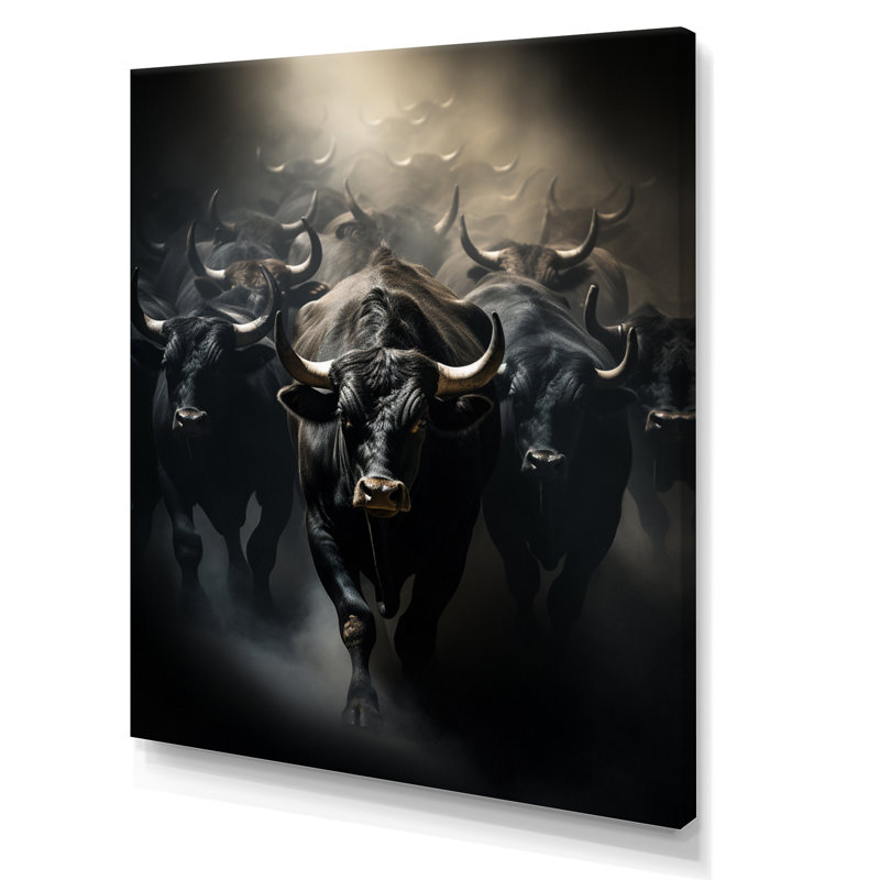 Alnath, bovins, harmonie en monochrome sur toile, H 20 po x l 12 po x P 1 po, Toile tendue