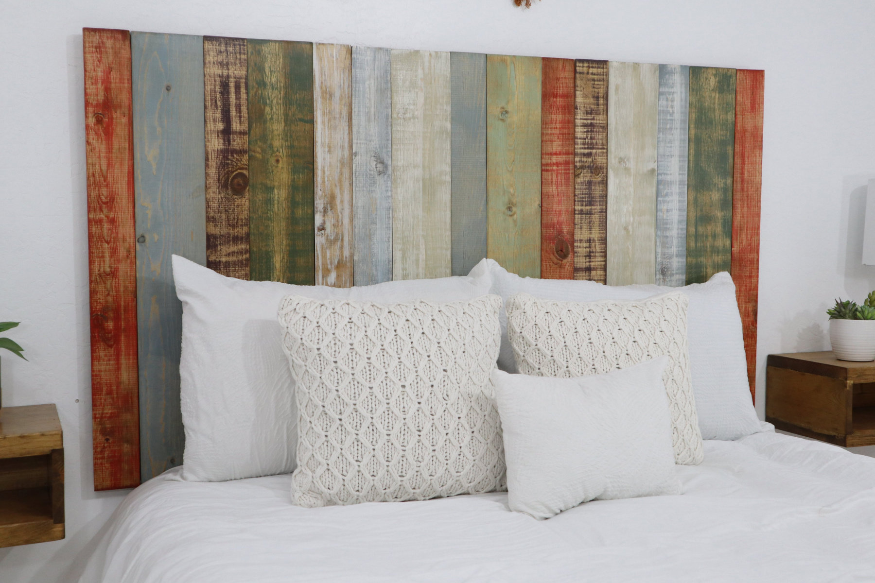 Distressed wood on sale headboard queen