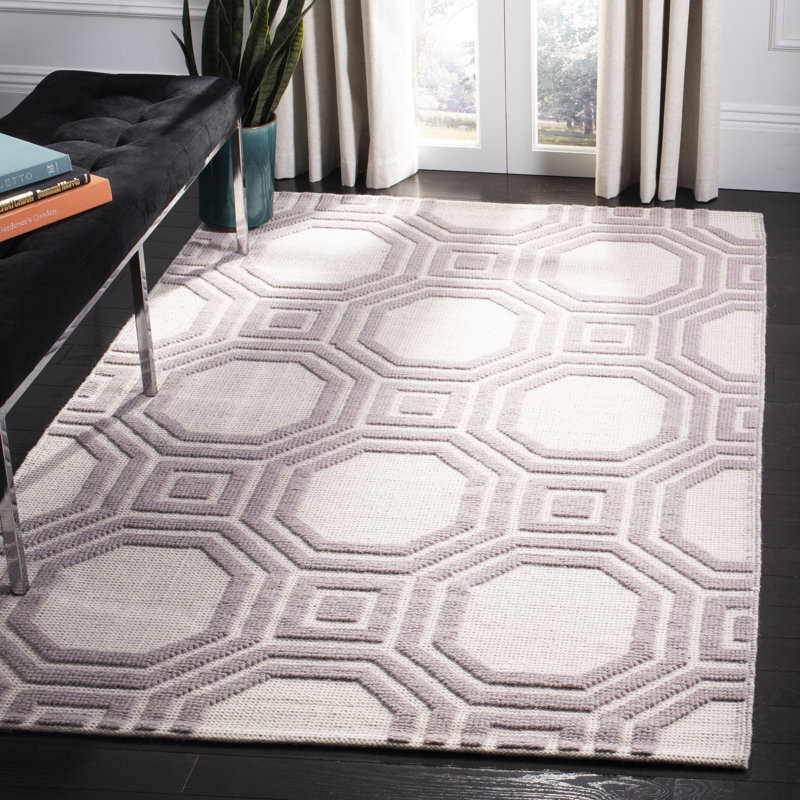 Tapis géométrique en laine tissé à la main Martha Stewart, Rectangle 5 pi x 8 pi