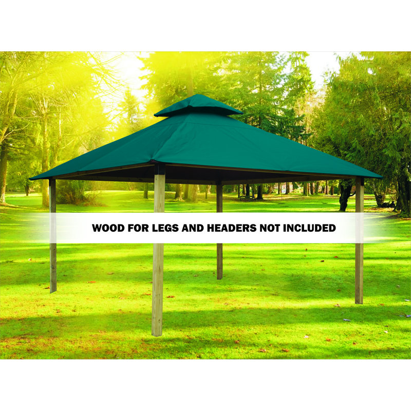 Roof Framing And Mounting 12 Ft. W x 12 Ft. D Solid Wood Gazebo, Aqua Marine, 147.5" H x 168" W x 168" D