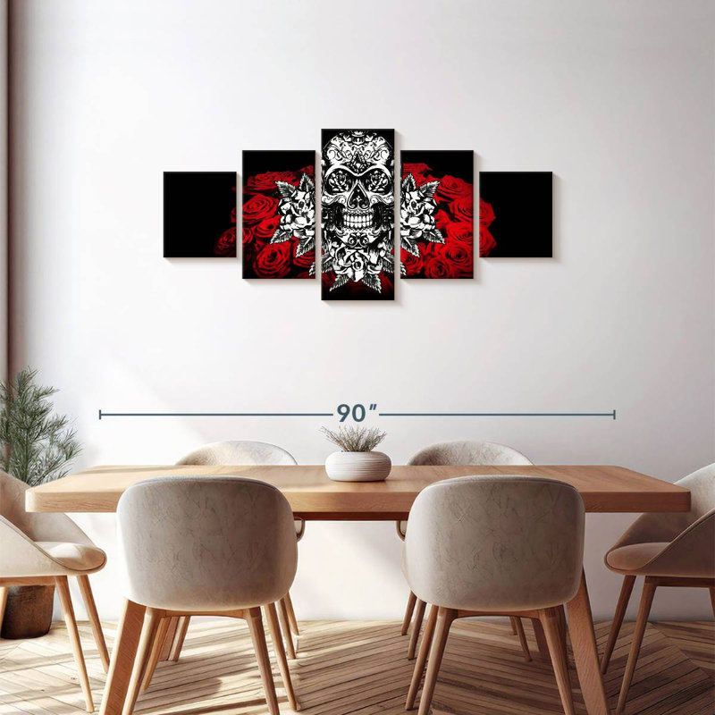 Floral White Skull, 30" H x 68" W