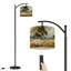 Lampe sur pied à arc avec abat-jour réglable Nostalgic Rustic Landscape Lampe sur pied 3 couleurs