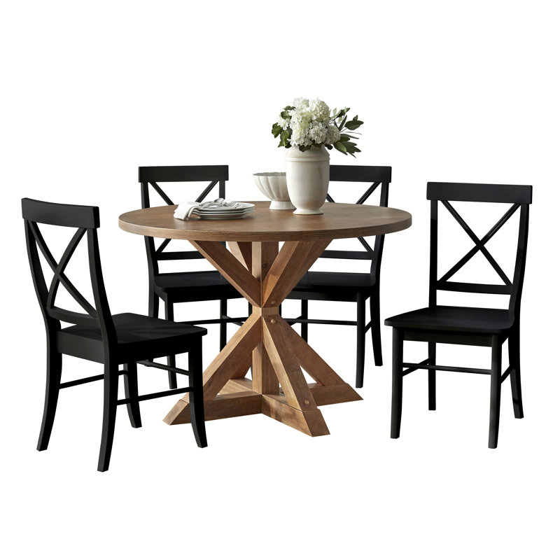 Naquanda 4 - Person Pedestal Dining Set, Black