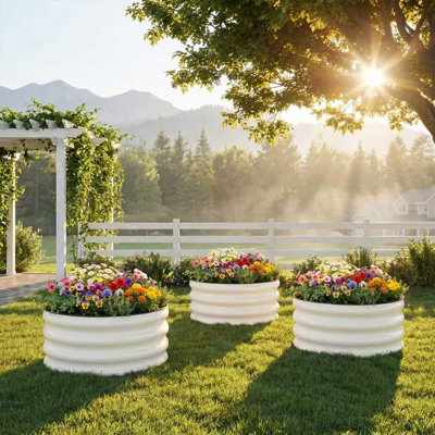12" Tall Modular Metal Raised Garden Bed (3-Pack), 2x2 ft Galvanized Outdoor Planter Box for Vegetables & Flowers