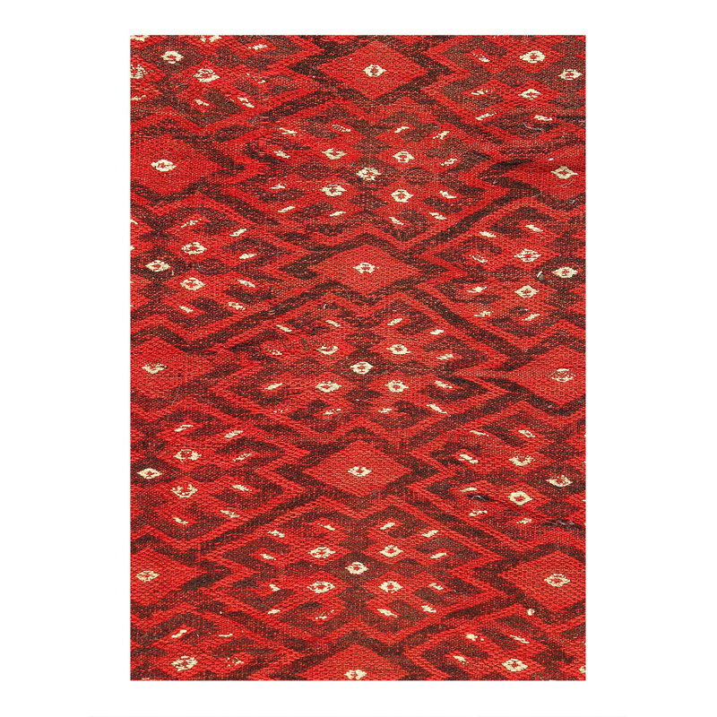 Tapis rouille Sumac Kilim tissé à la main 7 pi 5 po x 12 pi
